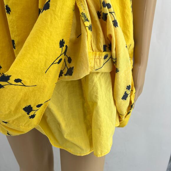 Thakoon Collective US 6 Yellow Floral Ruffle Shift Mini Dress Sleeveless Summer - Picture 6 of 8